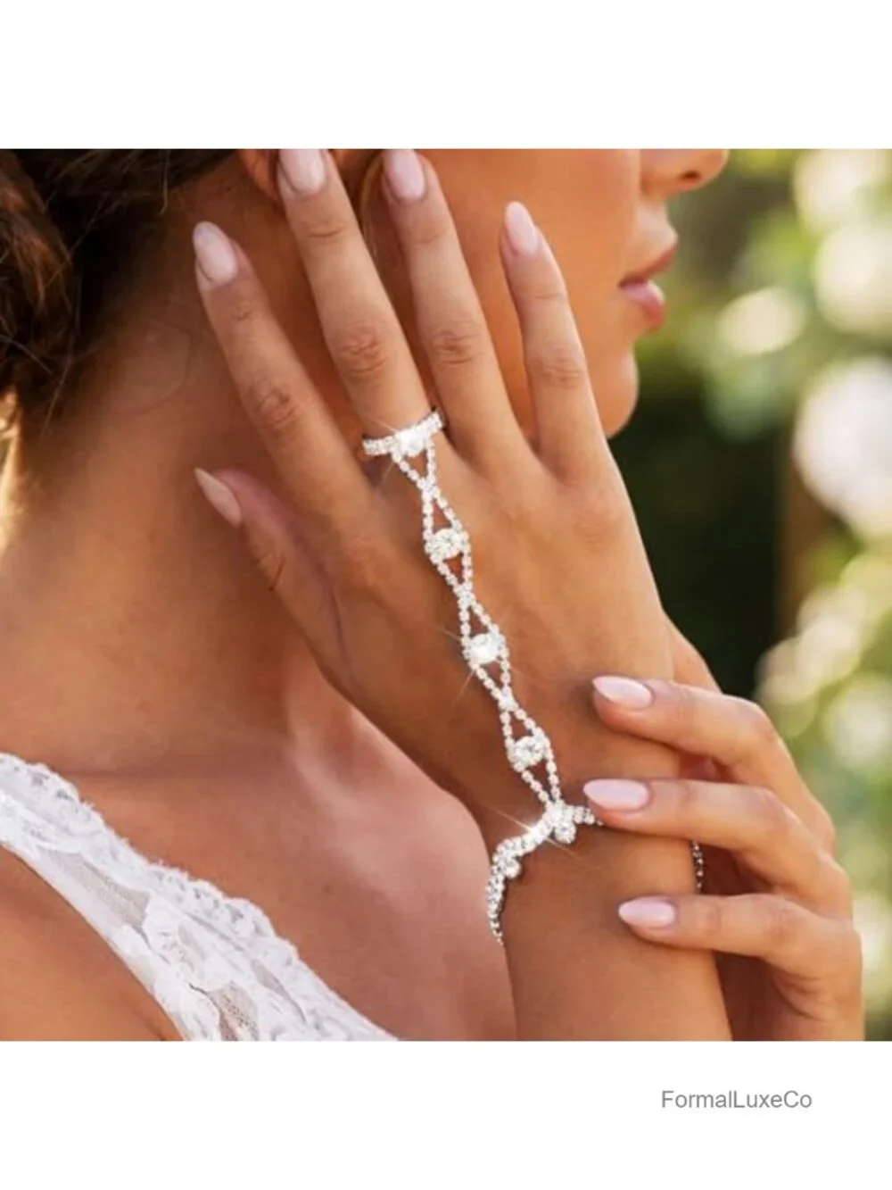 Rhinestone Fingerless Gloves Hand Chain Bracelet for Women
